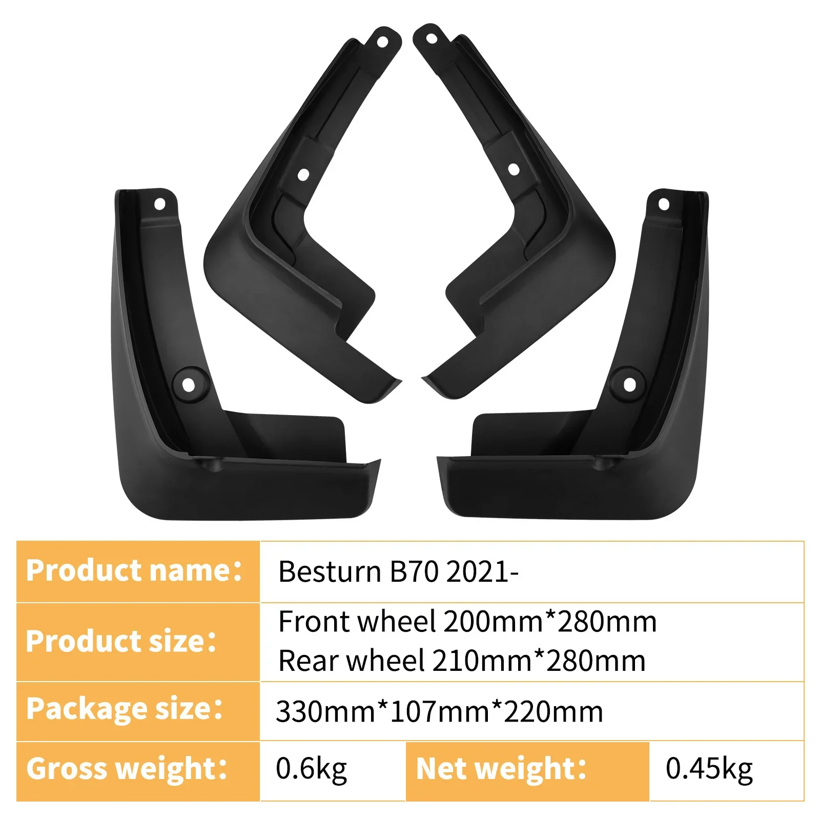 FAW Besturn B70 2021-2025 Fender Flares / Mud Flaps - Image 3
